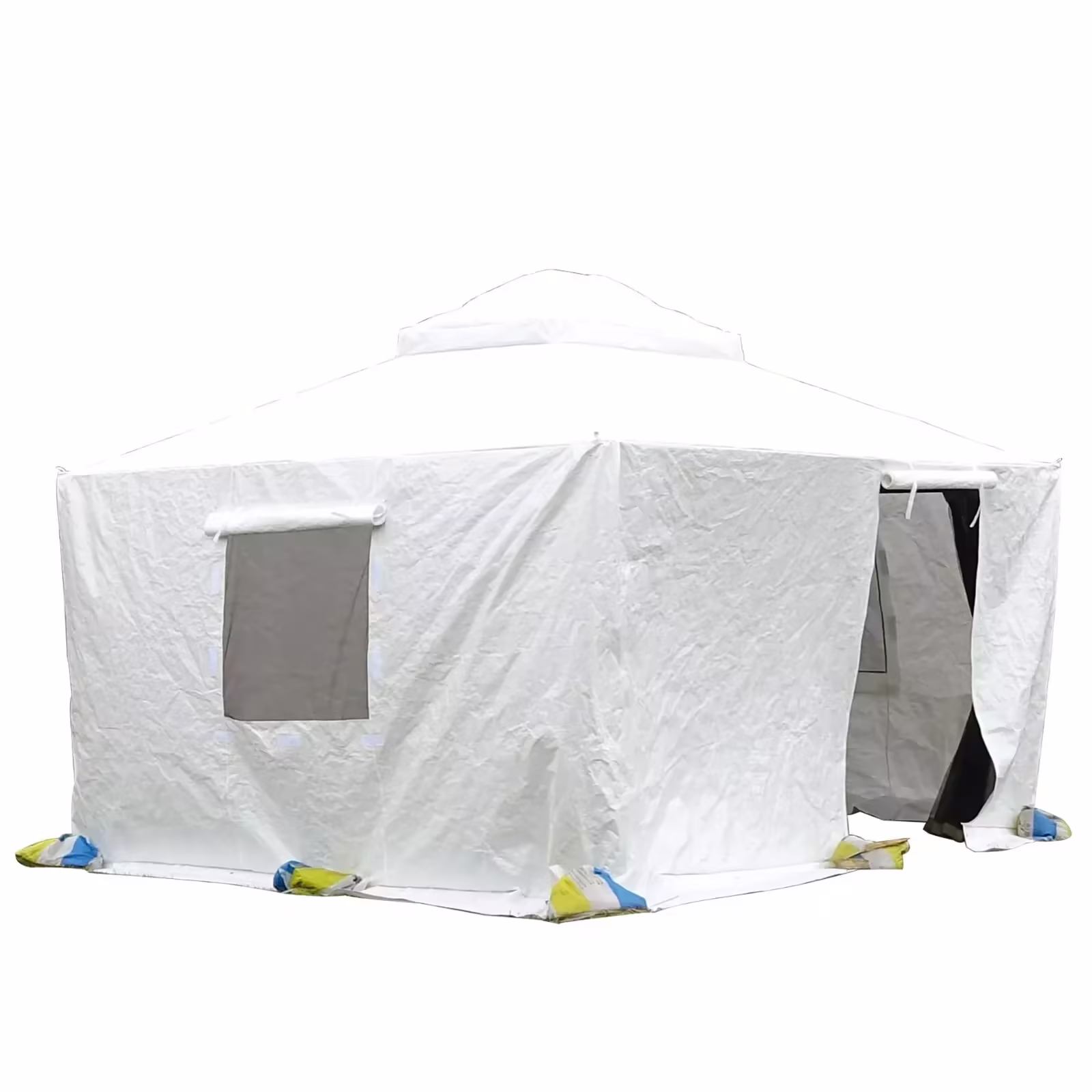 Domi 8' x 8' Double Roof Universal Winter Gazebo Cover for Hardtop Gazebos,Enclosed Cover with Sidewalls and Mesh Windows Waterproof (White)
