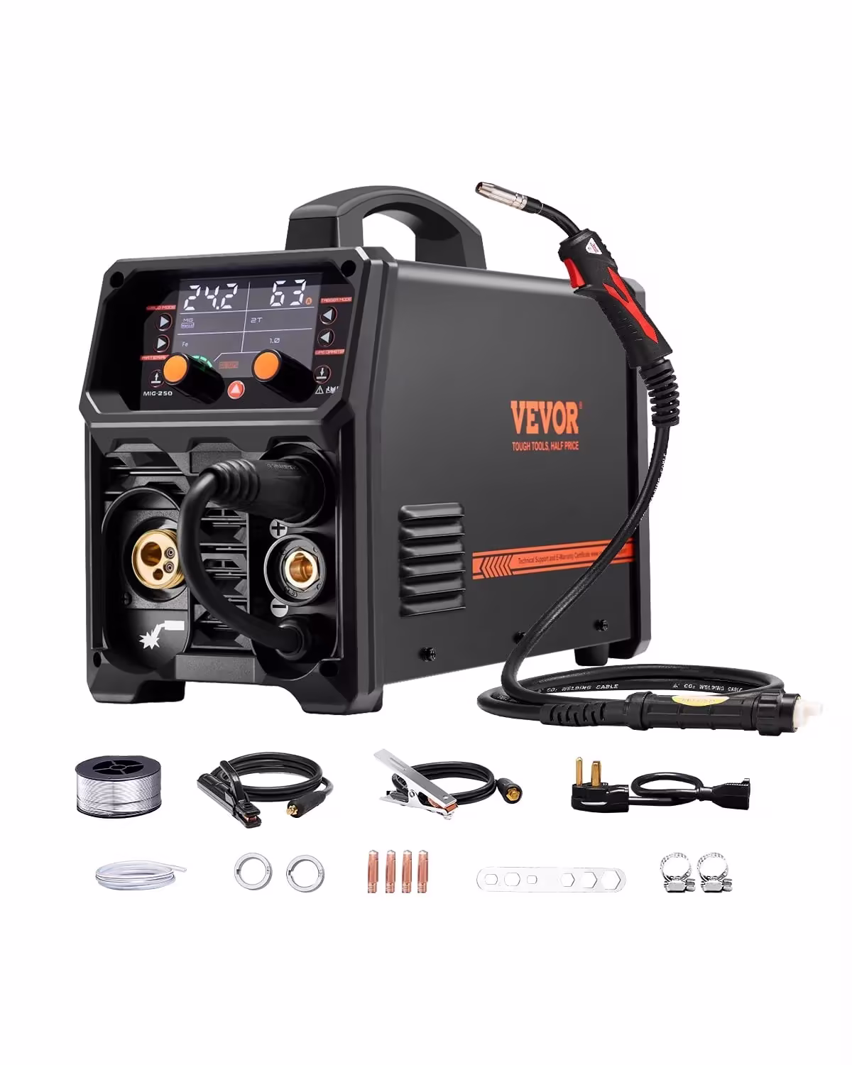 VEVOR Pro MIG Welder 250A Pluse Mig Welding Machine 5-in-1 Synergic Welder Machine