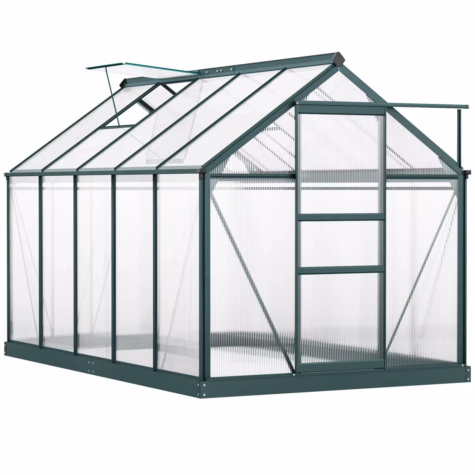 Outsunny 10.2' x 6.3' x 6.6' Clear Polycarbonate Greenhouse, Large Walk-In Garden, Aluminium Frame, Slide Door, top vent for ventilation
