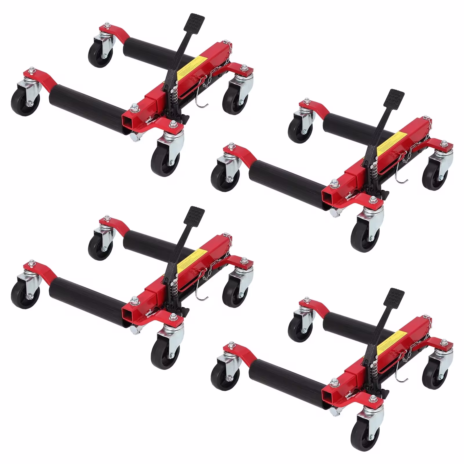 Hydraulic Car Wheel Dolly Jacks, Set of 2, 1500 lb Capacity, Non-Slip Foot Pedal for Vehicle Positioning, Red