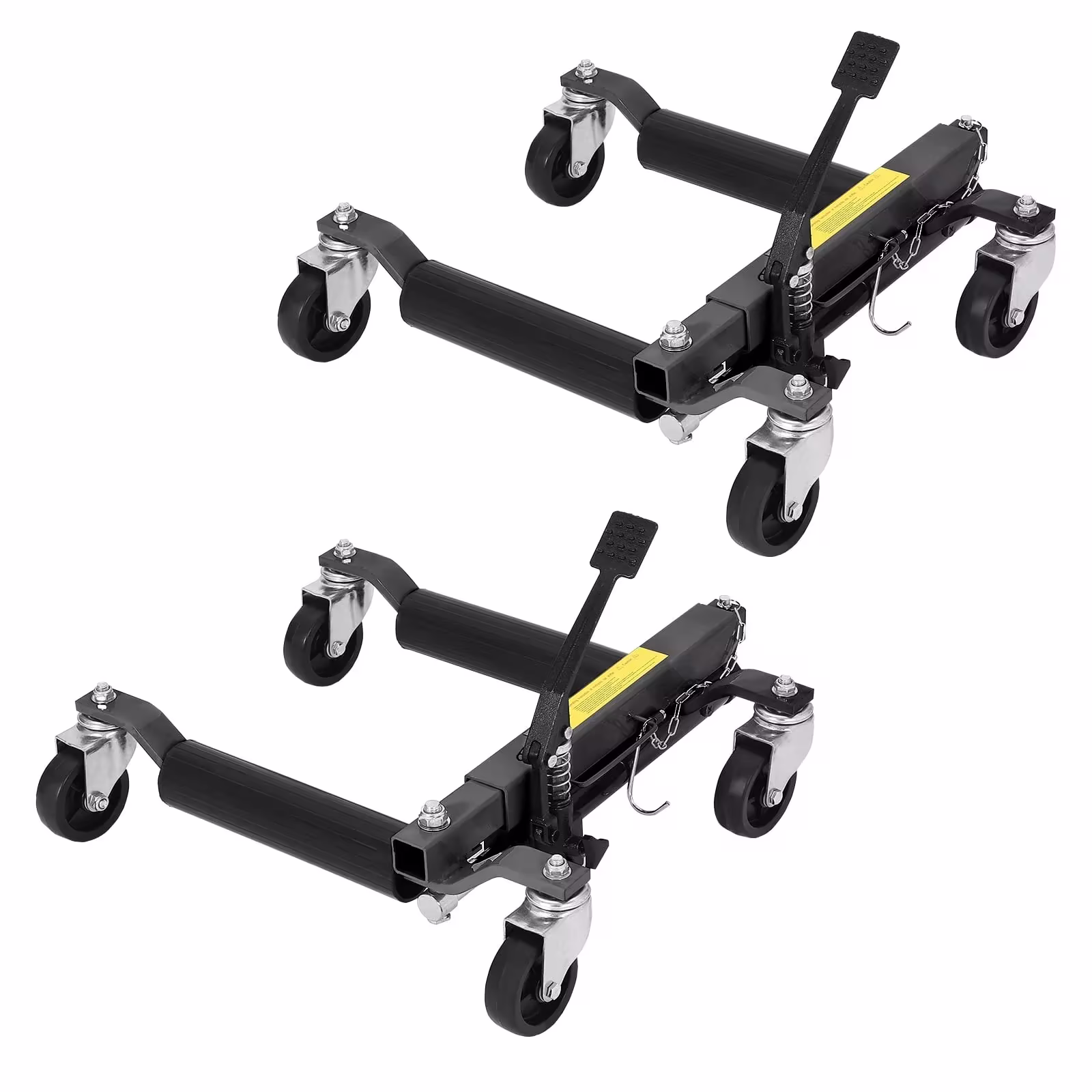 Hydraulic Wheel Dollies, 2-Pack, 1500 lb Capacity, 12-Inch Lift, Non-Slip Pedal and 360-Degree Swivel, Black/Red