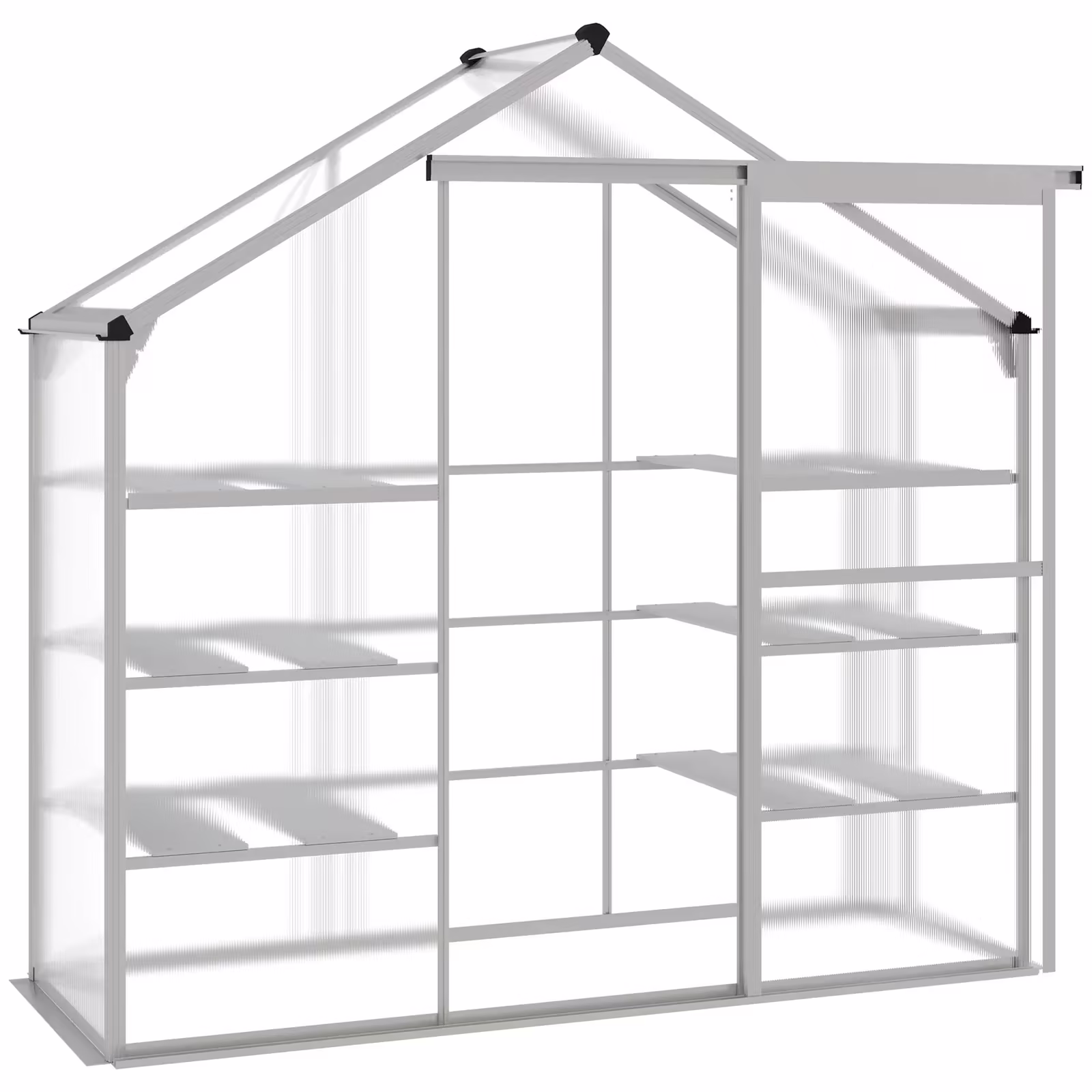 Outsunny Walk-in Greenhouse with 3-Tier Shelves, Polycarbonate Cold Frame