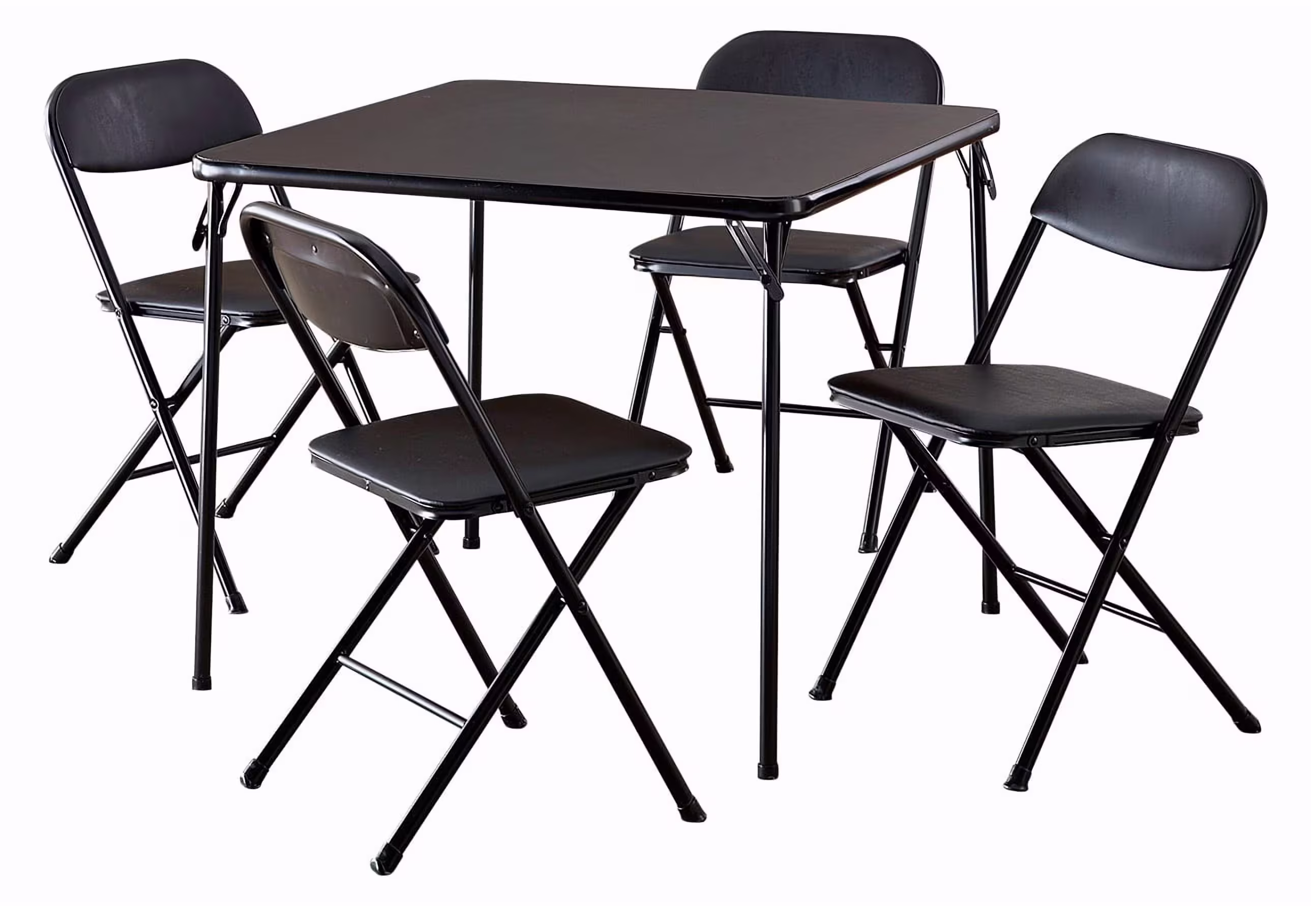 COSCO 5 - Piece Folding Set with Card Table and 4 Vinyl Padded Chairs, Black