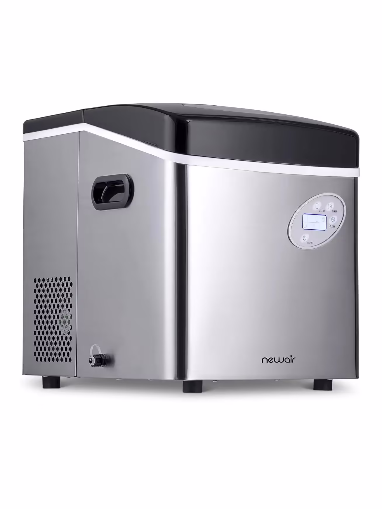 Newair Portable Ice Maker 50 lb. Daily, 12 Cubes in Under 7 Minutes - Compact Countertop Design - 3 Size Bullet Shaped Ice - for Kitchen/Office/RV/Bar - Stainless Steel