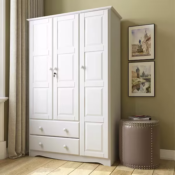 100% Solid Wood Grand Wardrobe Armoire - Mocha