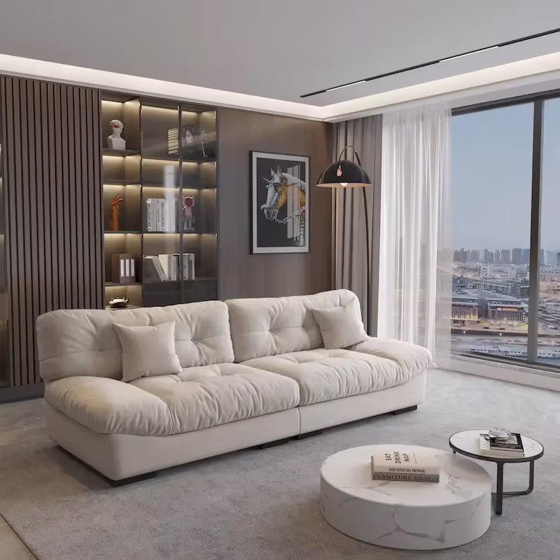 105 Minimalist Cloud Loveseat Sofa with Two Cushions