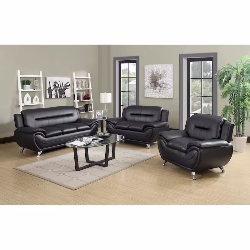 3 Piece Living Room Sofa Set with Upholstered Seating and Modern Design