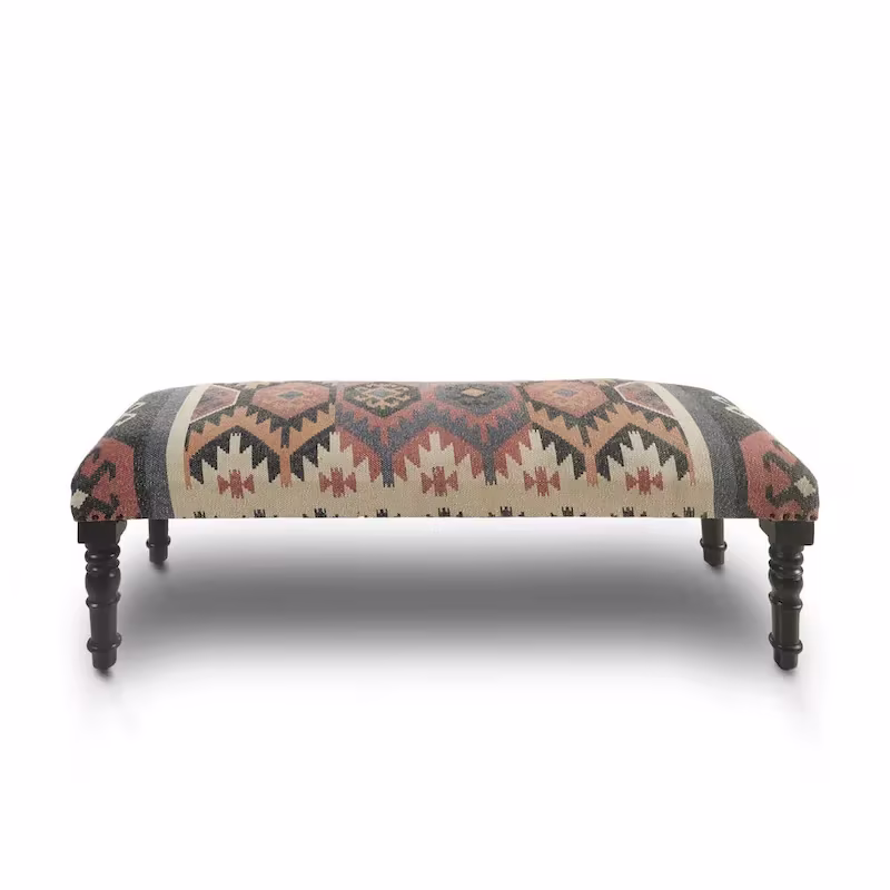 47-Inch Multicolored Southwestern Rectangular Bench
