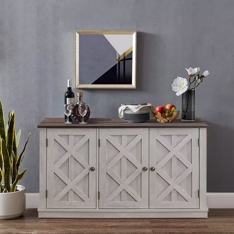 48-Inch Rustic Wood Buffet Cabinet with 3 Doors - Generous Storage Space