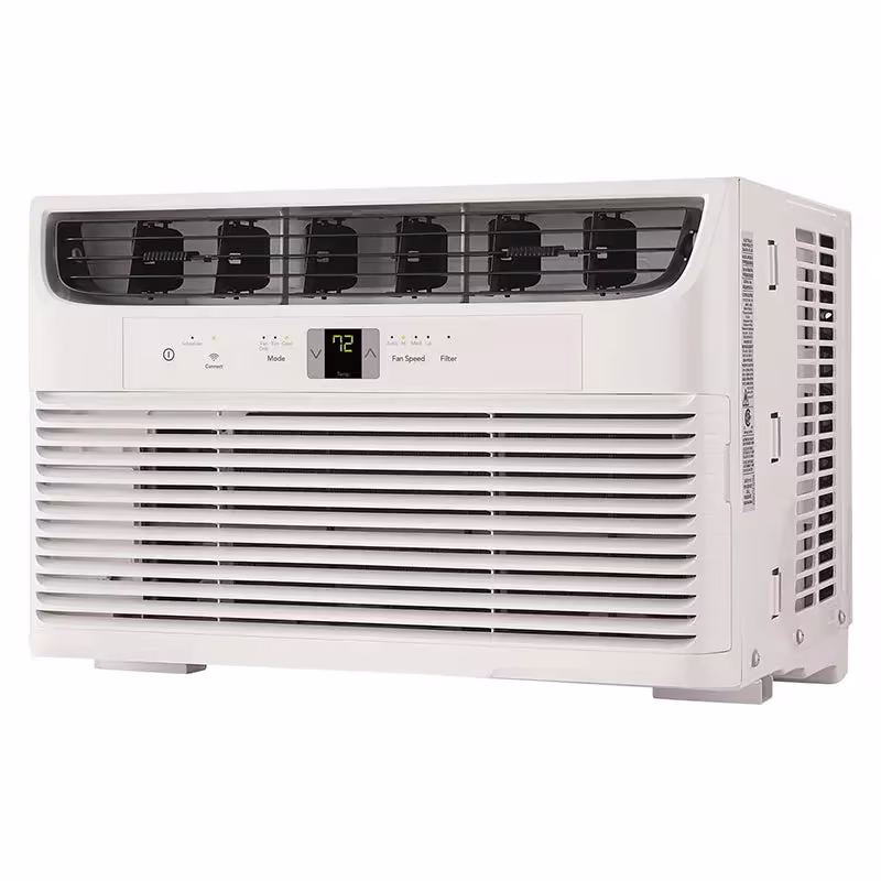 8,000 BTU Window Air Conditioner with WiFi & Remote, Multi-Speed, Eco Mode, White