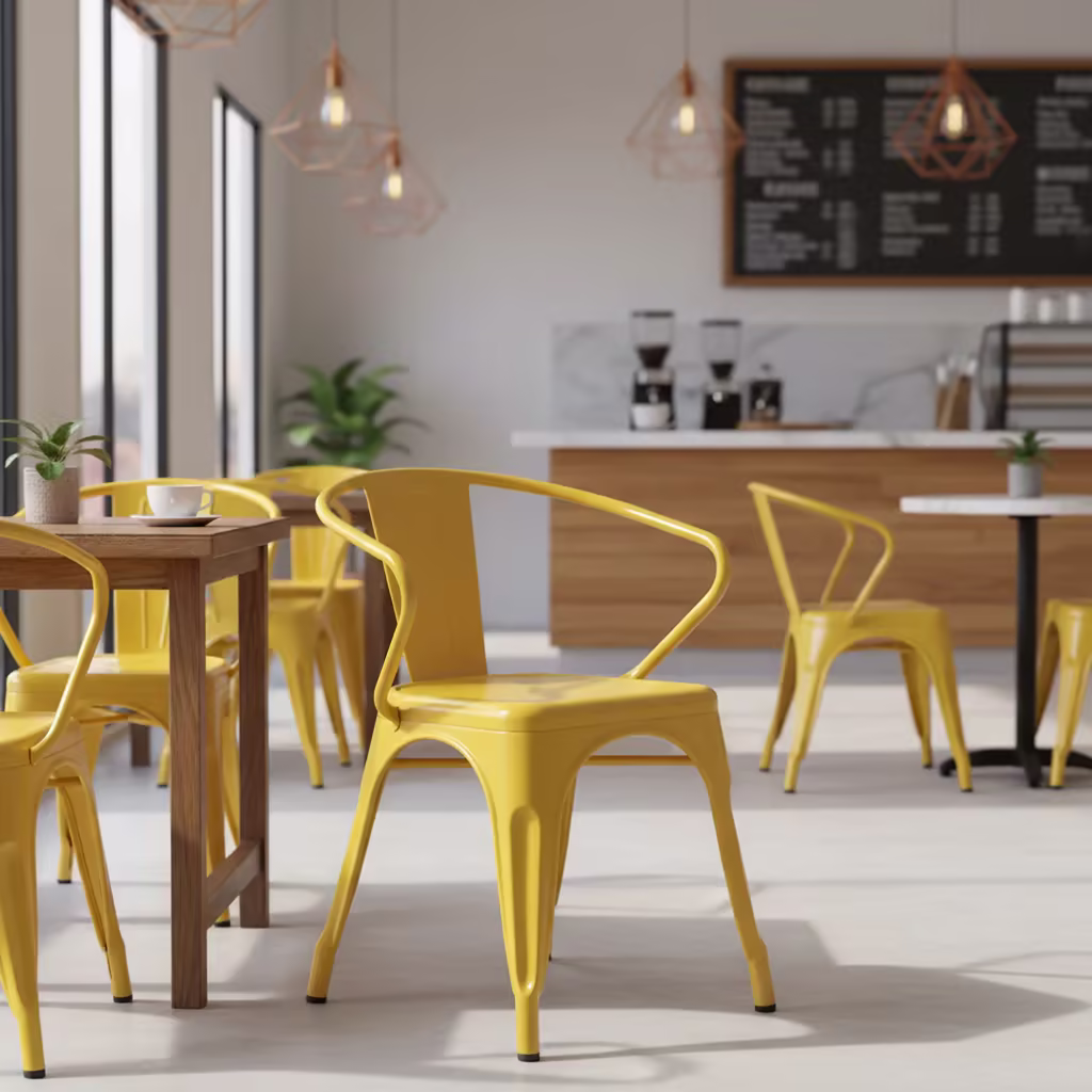 Armed Metal Chair for Indoor and Outdoor Use - Dimensions: 21.5W x 19D x 27.75H