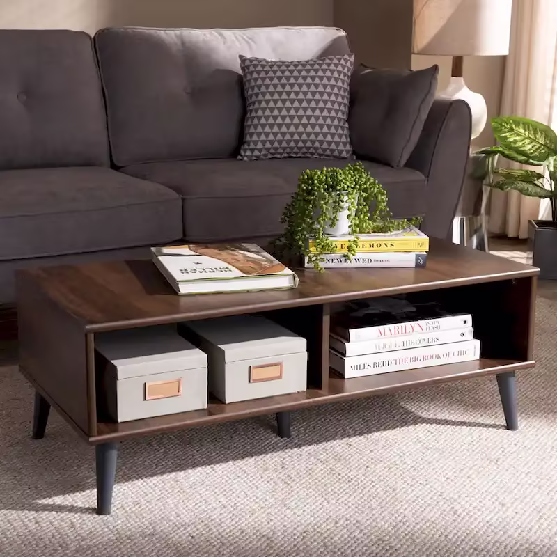 Baxton Studio Mid-Century Modern Brown Coffee Table