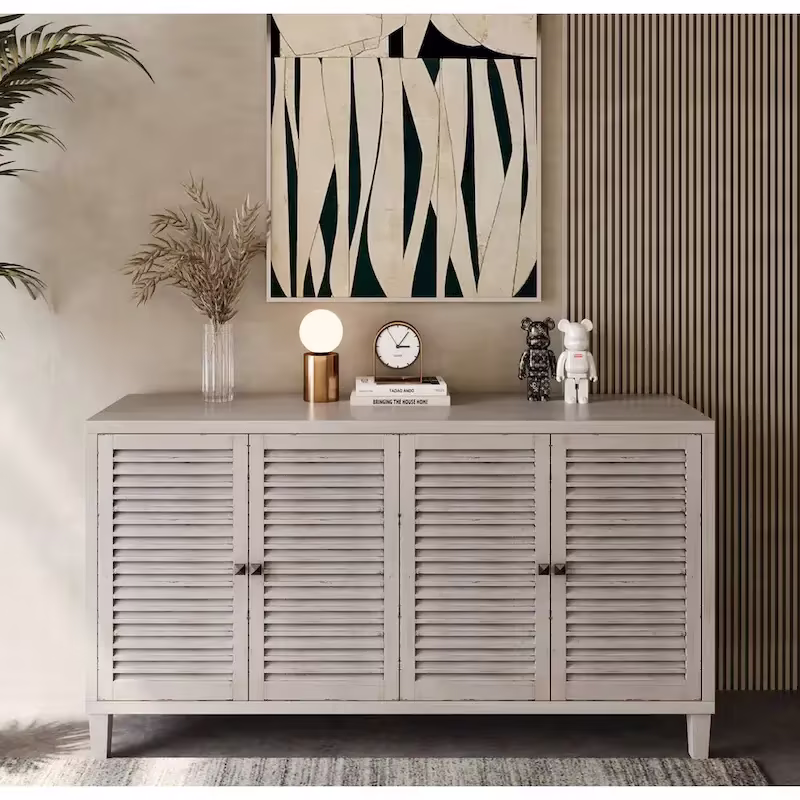 Modern Sideboard Cabinet with Shutter Doors and Adjustable Shelves
