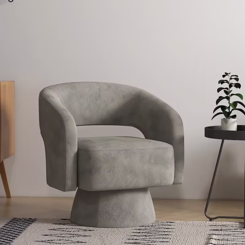 Modern Upholstered Armchair with 360-Degree Swivel Design
