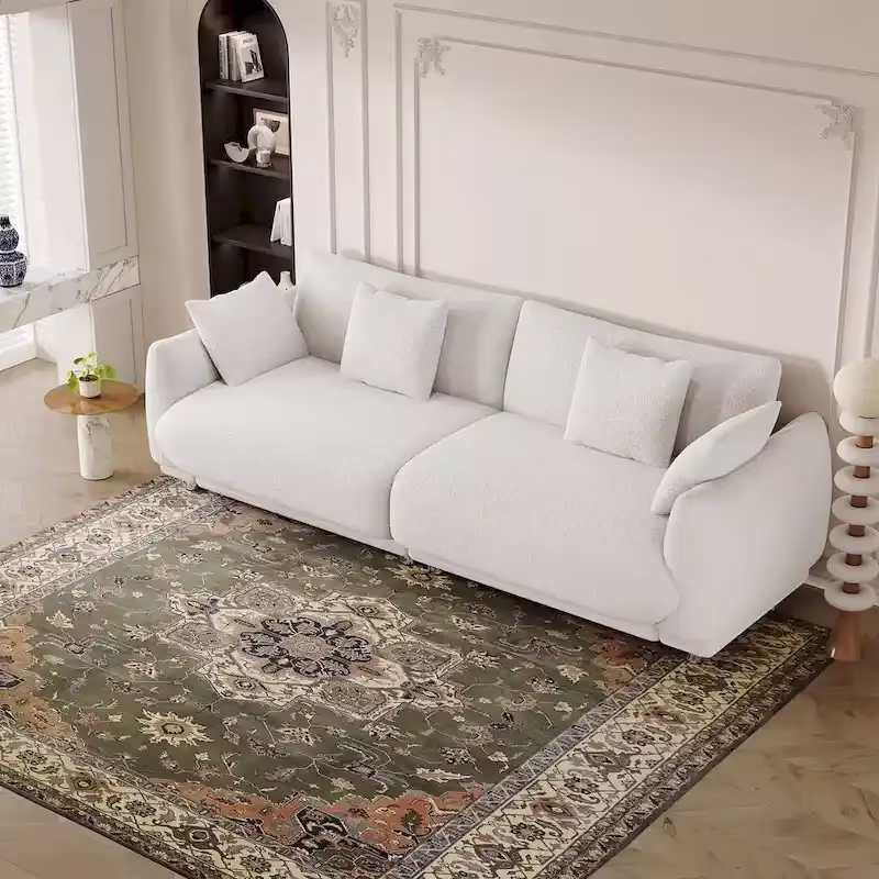 Modern Upholstered Sofa with Plush Cushions and Solid Wood Frame