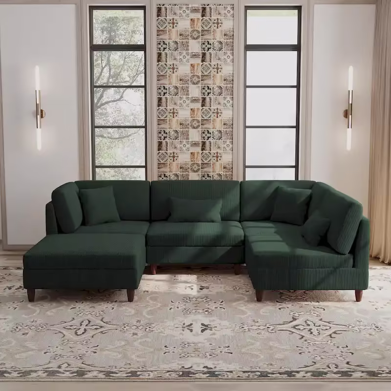 Modular Sectional Sofa with Ottoman and Configurable Design
