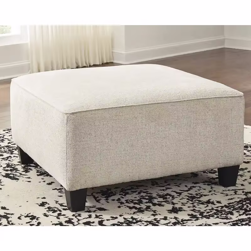 Oversized Upholstered Ottoman with Cushioned Top and Tapered Feet
