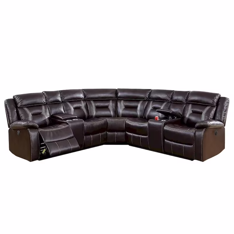 Power Motion Sectional in Gel Leatherette with USB Charging Port