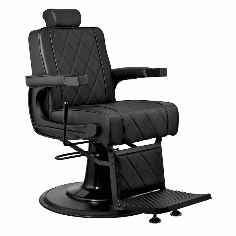 ROGERS Heavy-Duty Reclining Barber Chair for Barbershops - Black