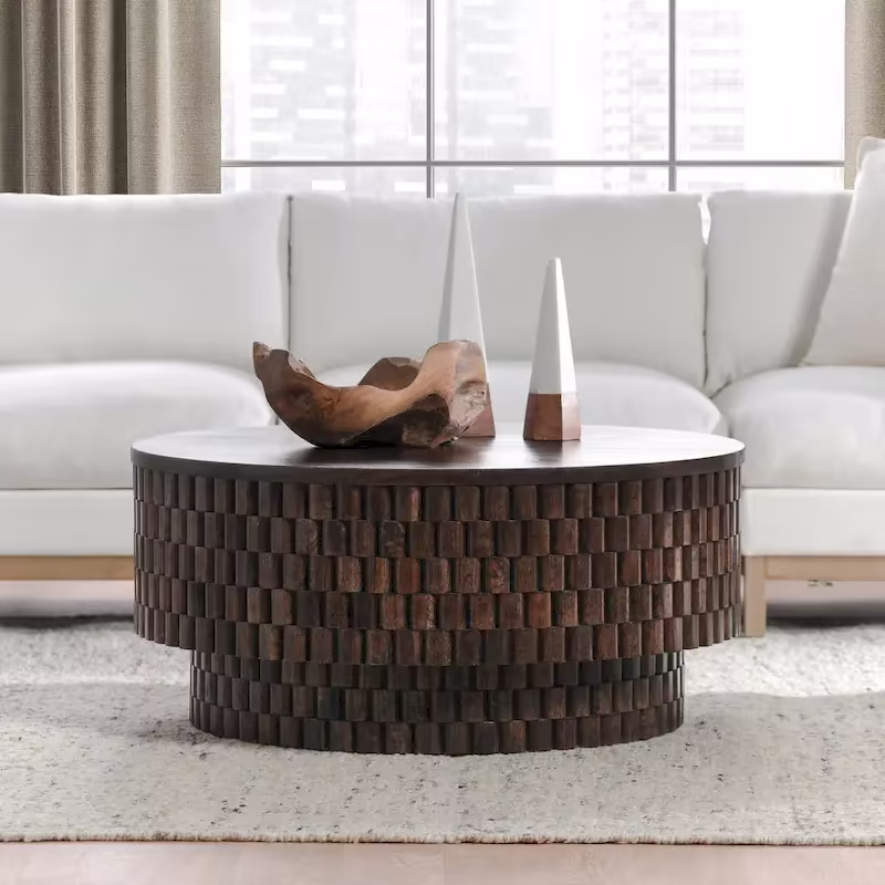 Round Coffee Table with Hidden Storage and Castors