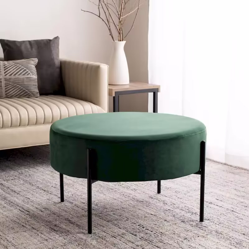 SAFAVIEH Shianne Round Velvet Cocktail Ottoman Table