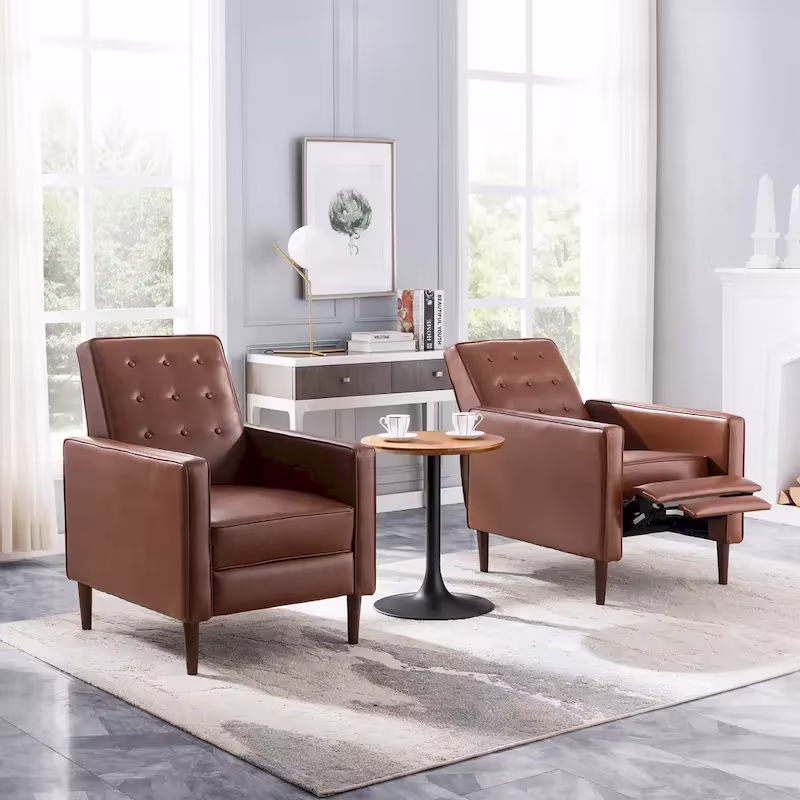 Set of 2 Mervynn Mid-Century Button-Tufted Recliners by Christopher Knight Home