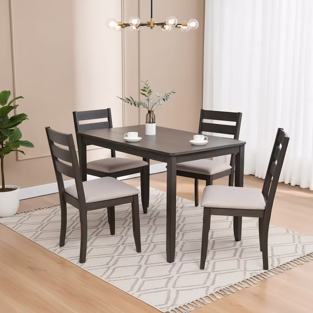 Set of 4 Slat Back Wooden Dining Chairs