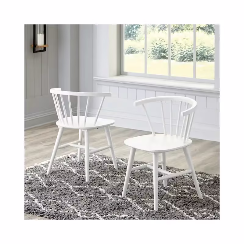 Signature Design by Ashley Grannen White Solid Wood Dining Chair Set (2 Chairs) - Dimensions: 22W x 21D x 30H