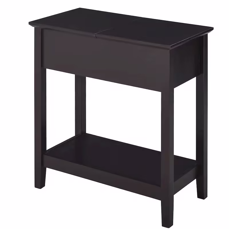 HOMCOM Flip Top End Side Table with Cabinet and Bottom Shelf – Stylish Storage Solution for Bedroom