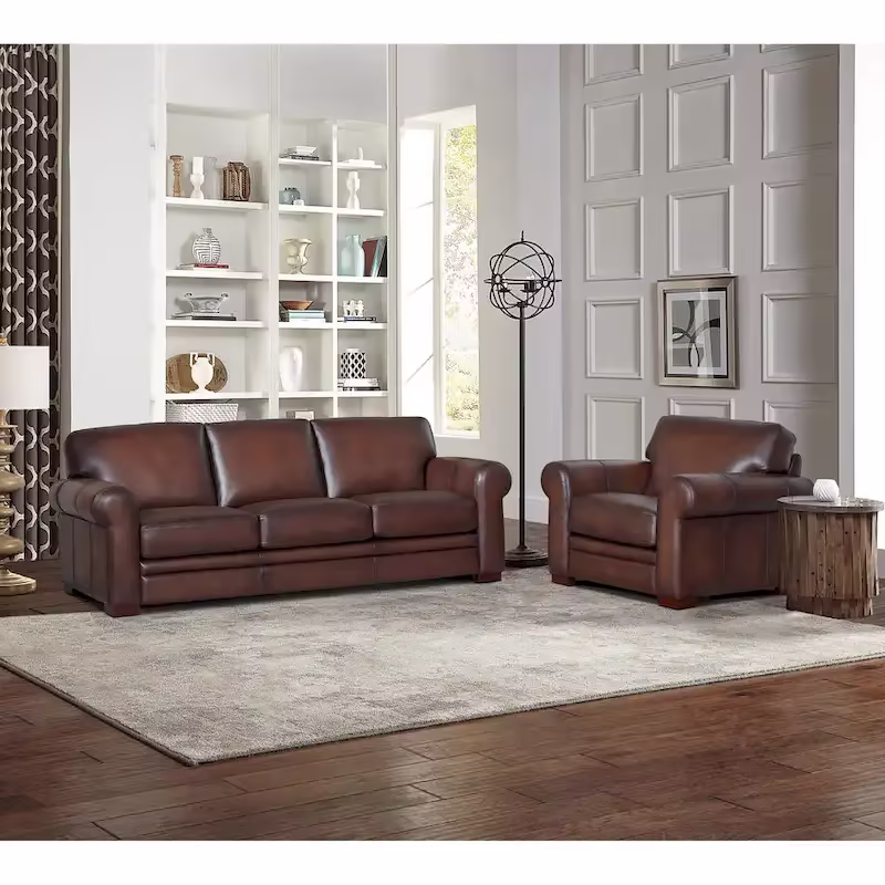 Hydeline Brookfield Premium Top Grain Leather Sofa and Chair Set