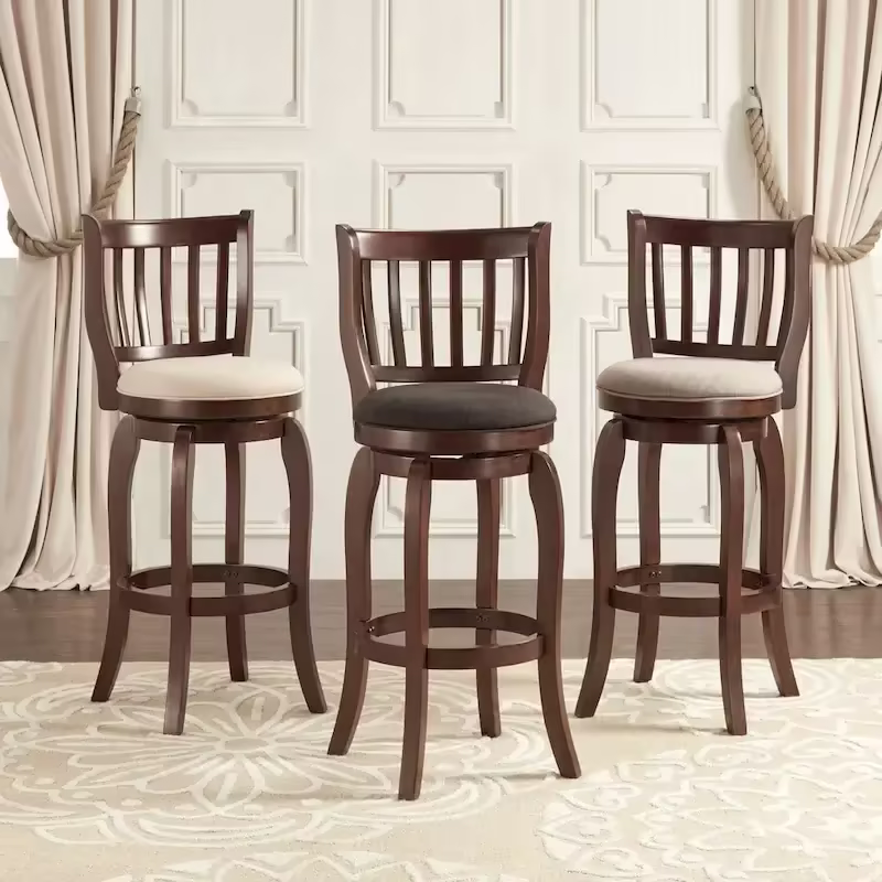 iNSPIRE Q Classic Ali 29-Inch High Back Swivel Bar Stool in Modern Linen