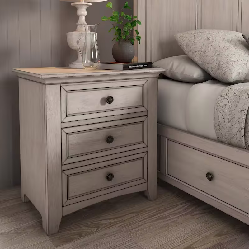 iNSPIRE Q Classic Ediline 3-Drawer Wooden Nightstand with Charging Station