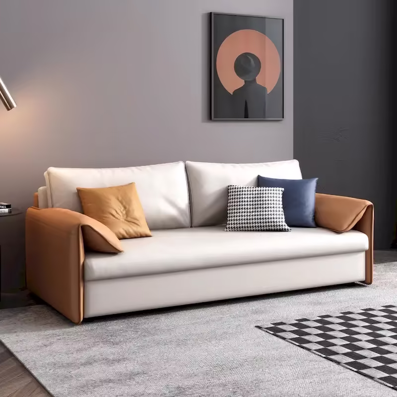 JASIWAY 65.4-Inch Vegan Leather Sleeper Sofa Bed