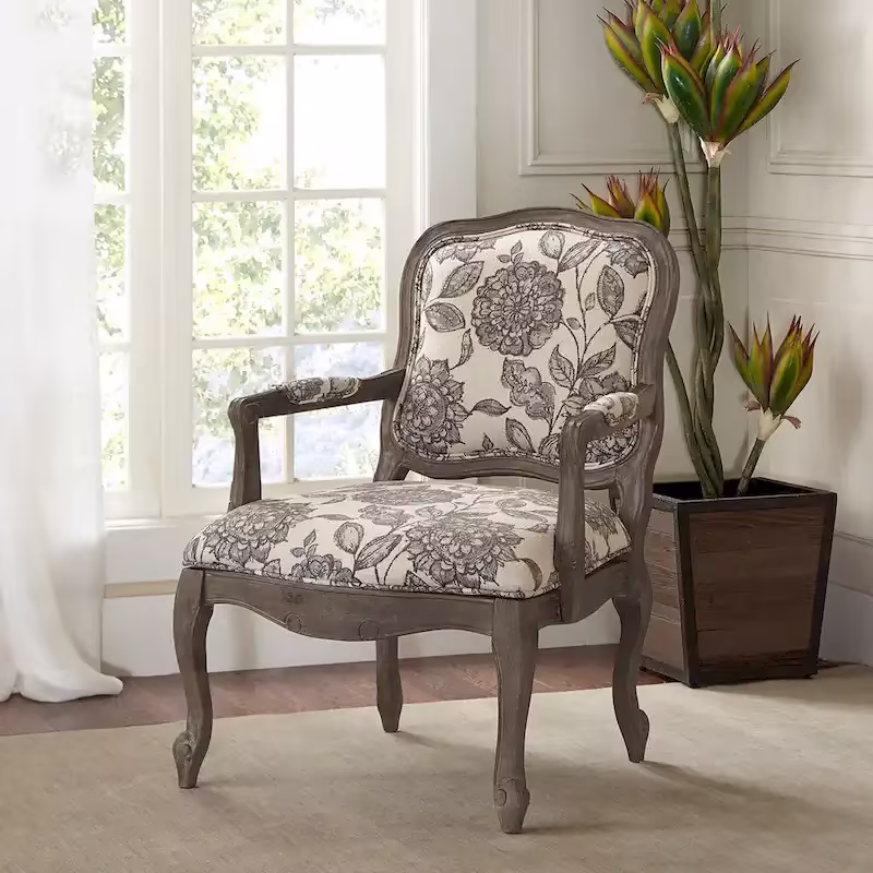 Madison Park Charlotte Camel Back Chair with Exposed Wood Frame