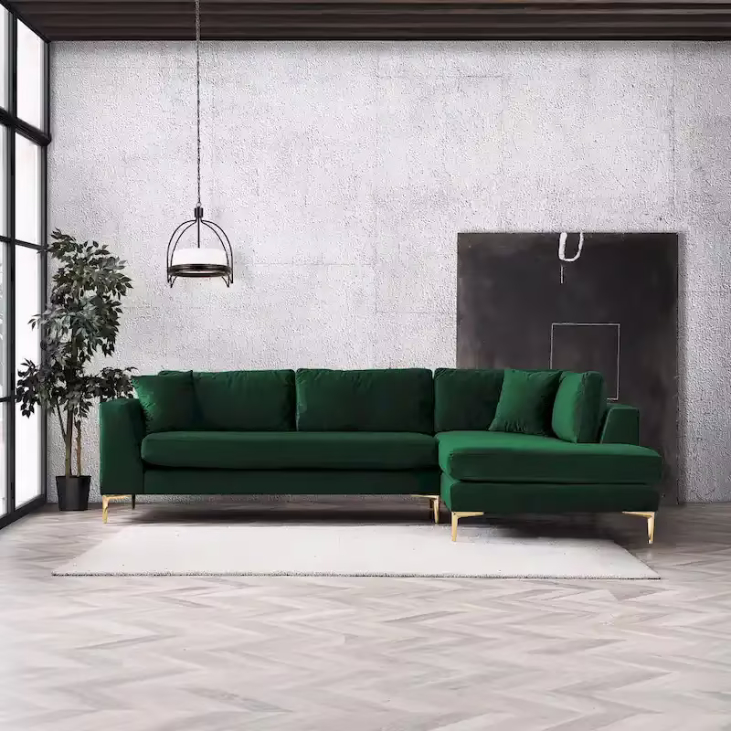 Mae Velvet Corner Sectional Sofa in Mid-Century Modern Style
