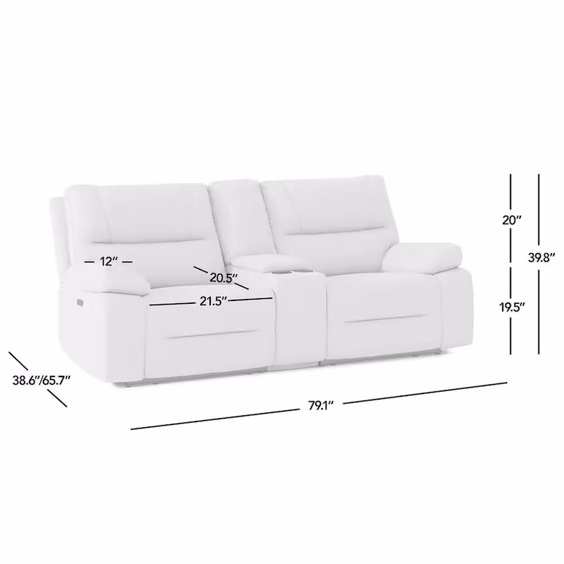 Malibu 79 Leather Power Reclining Loveseat with Console and Cup Holders - 2-Piece Set