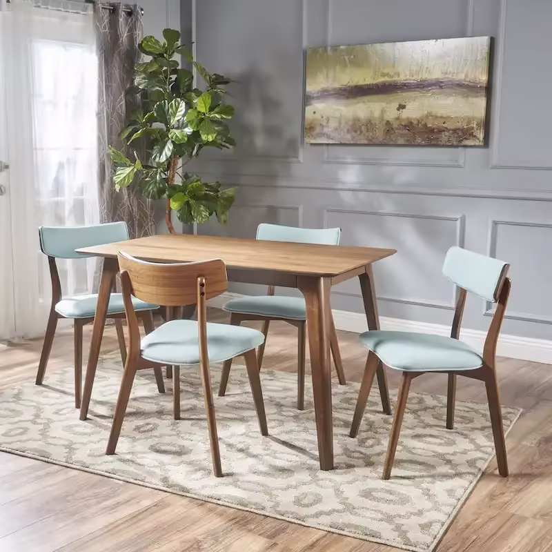 Megann Mid-Century 5-Piece Rectangular Wood Dining Set by Christopher Knight Home
