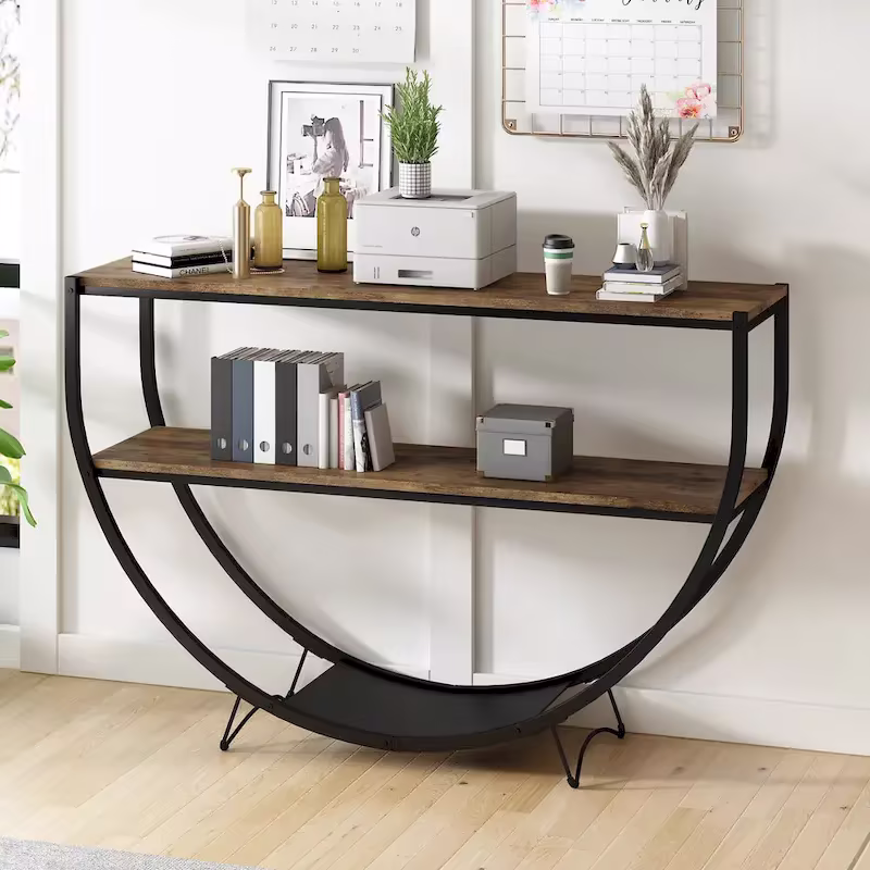 Merax Rustic Industrial Demilune Console Table