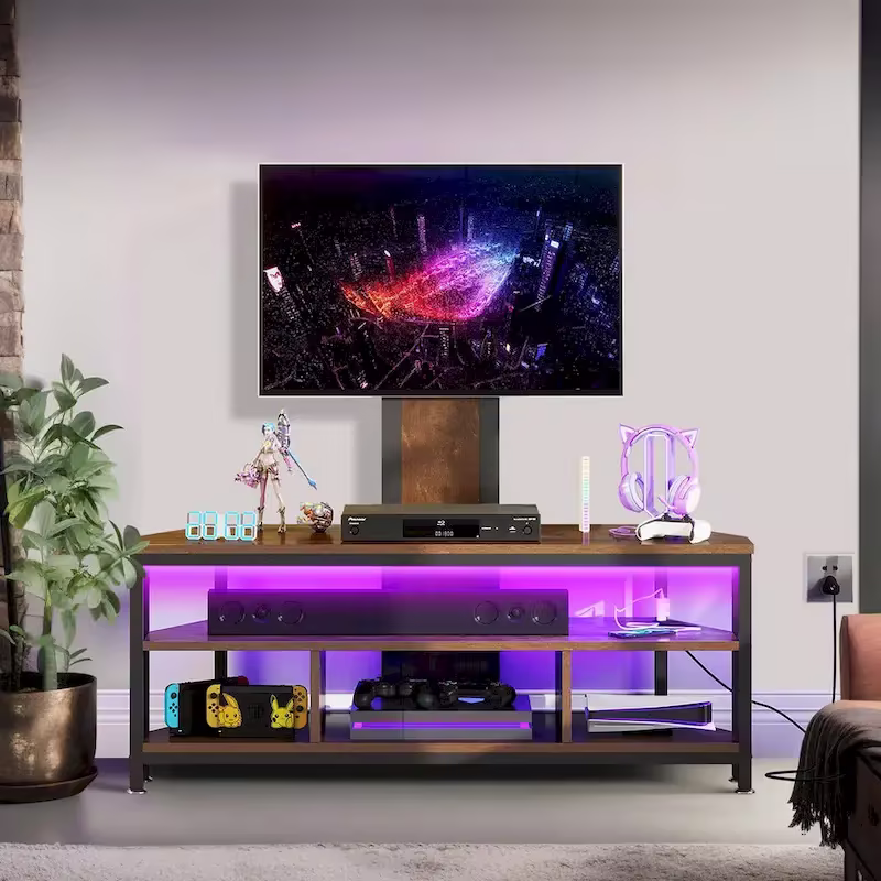 Moasis LED TV Stand with Mount, Power Outlet, and USB Port for TVs up to 70 inches