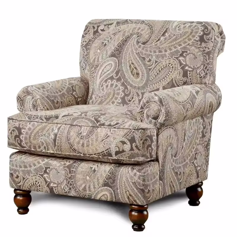 Capernicus Beige Paisley Pattern Accent Chair