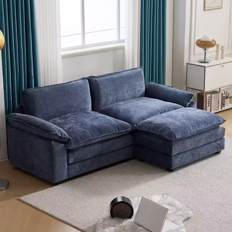 Chenille Two-Seater Sofa with Footstool - 2+1 Indoor Double Bag, Dimensions: 217*141*85