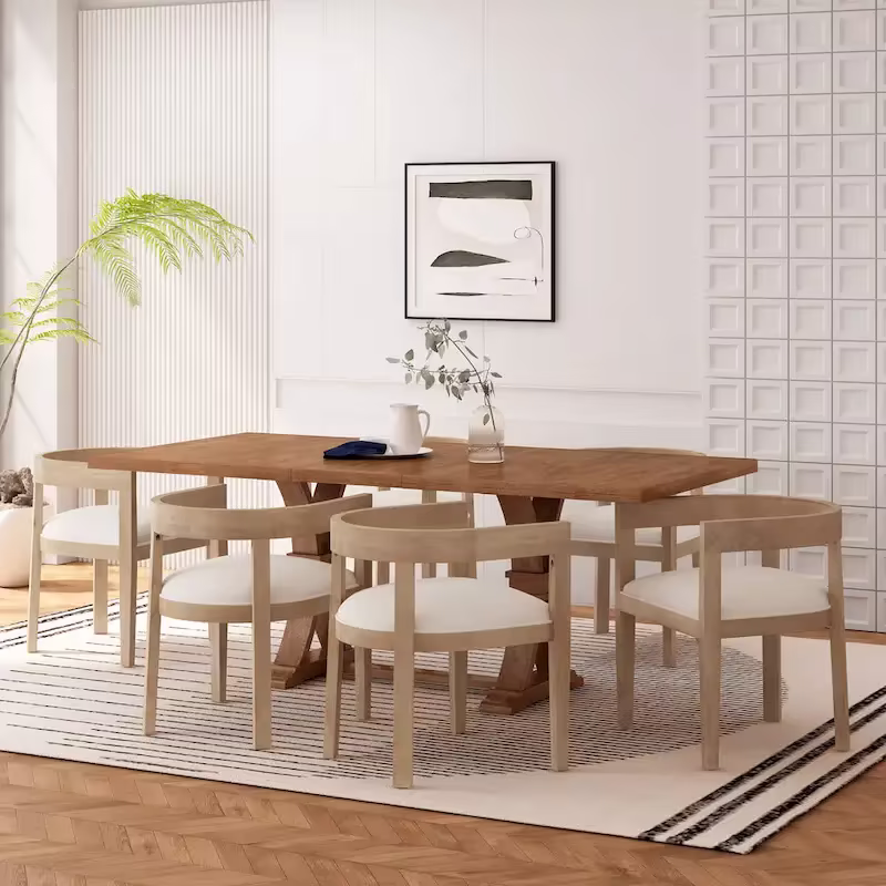 Christopher Knight Home 7-Piece Dining Set with Hudson Fabric and Wood