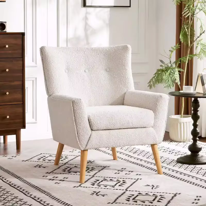 Christopher Knight Home Almond Boucle Tufted Back Accent Chair