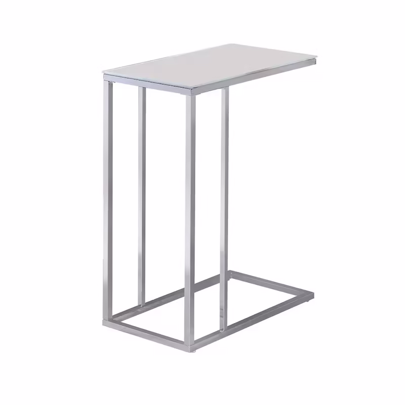 Chrome and White Glass Top Accent Table