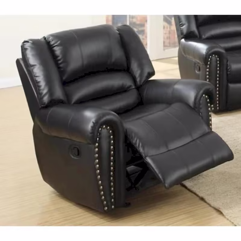Comfort Plus Black Bonded Leather & Plywood Recliner/Glider