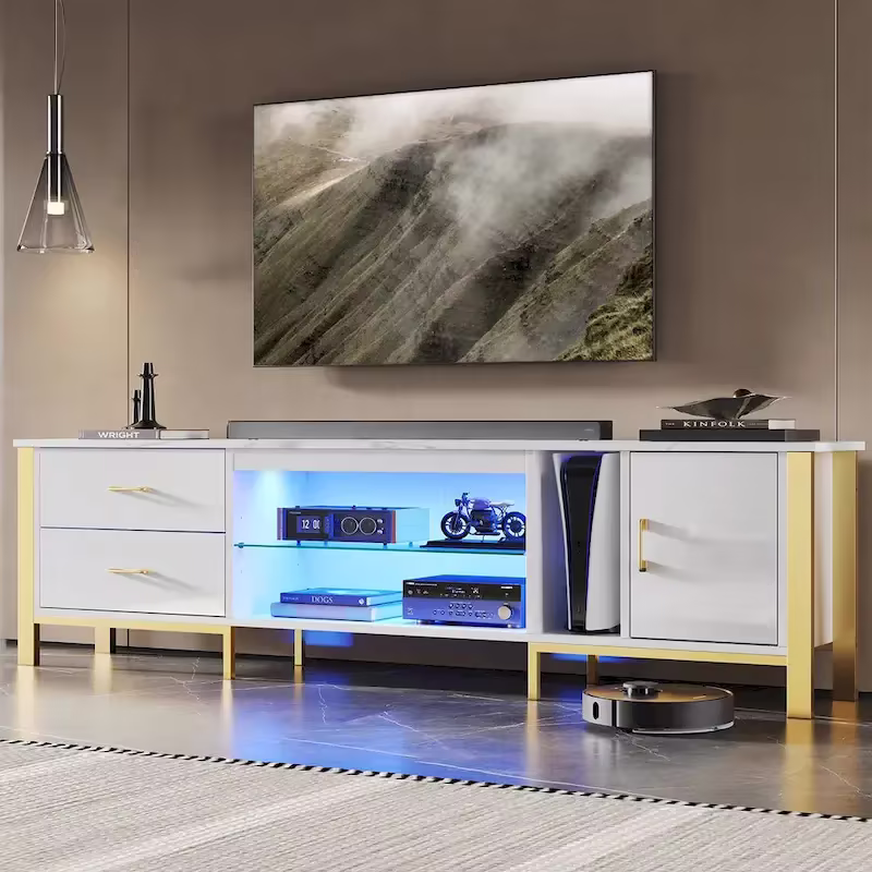 Contemporary 80-Inch TV Stand for 75/80/85 Inch TVs with 2 Drawers