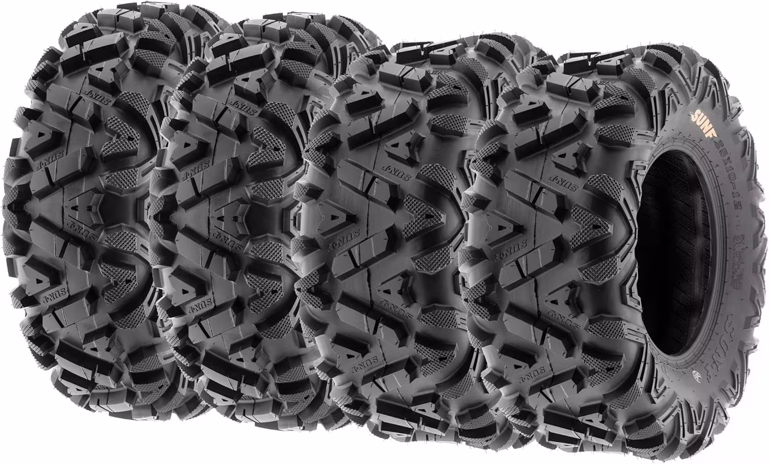 Set of 4 ATV UTV all-terrain Tires 25x8-12 Front & 25x10-12 Rear, 6 PR, Tubeless A033