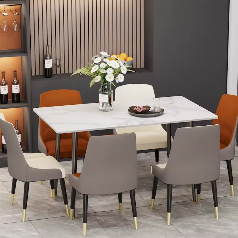 Contemporary Kitchen Table with Metal Frame and Sintered Stone Top