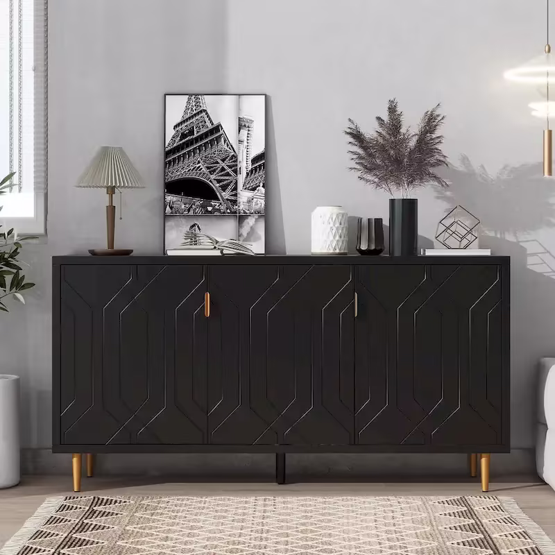 Contemporary TV Stand for TVs up to 70 inches, Versatile Console Table with Adjustable Shelves, Stylish Storage Sideboard for Living Room