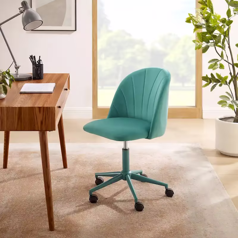 Curved Velvet Swivel Desk Chair - Aubrie Collection